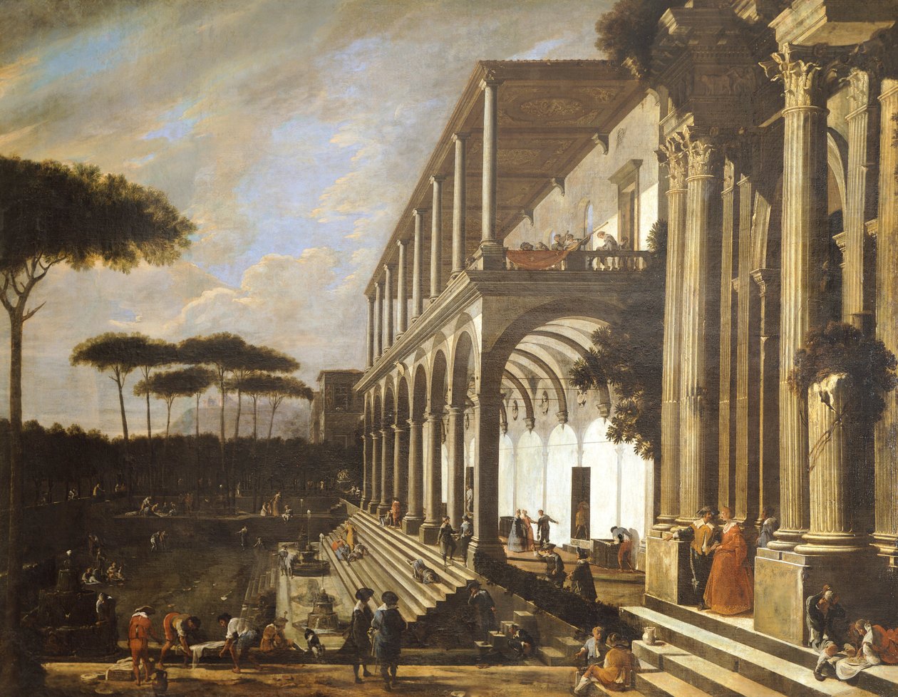 Feast in Villa of Poggioreale by Viviano Codazzi