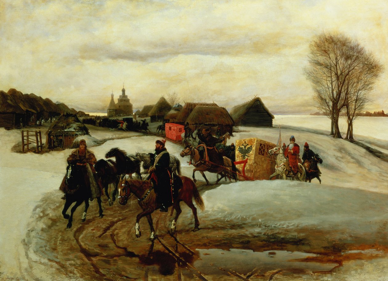 The Spring Pilgrimage of the Tsarina, under Tsar Aleksy Mihailovich, 1868 by Vyacheslav Grigorievich Shvarts