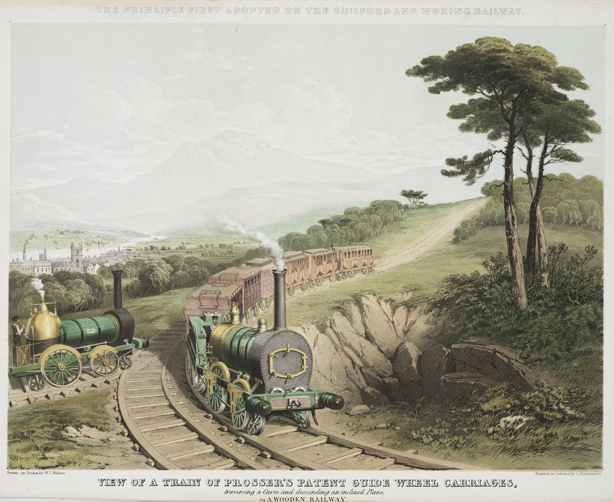 View of a Train of Prossers Patent Guide Wheel Carriages by W.L. Walton