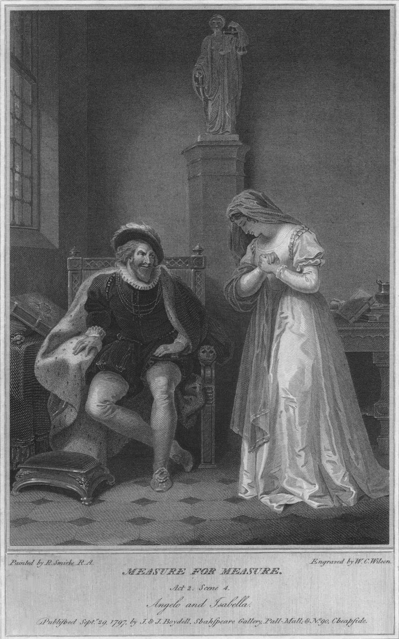 Measure for Measure. Act 2. Scene 4. Angelo and Isabella, 1797 by W. C. Wilson