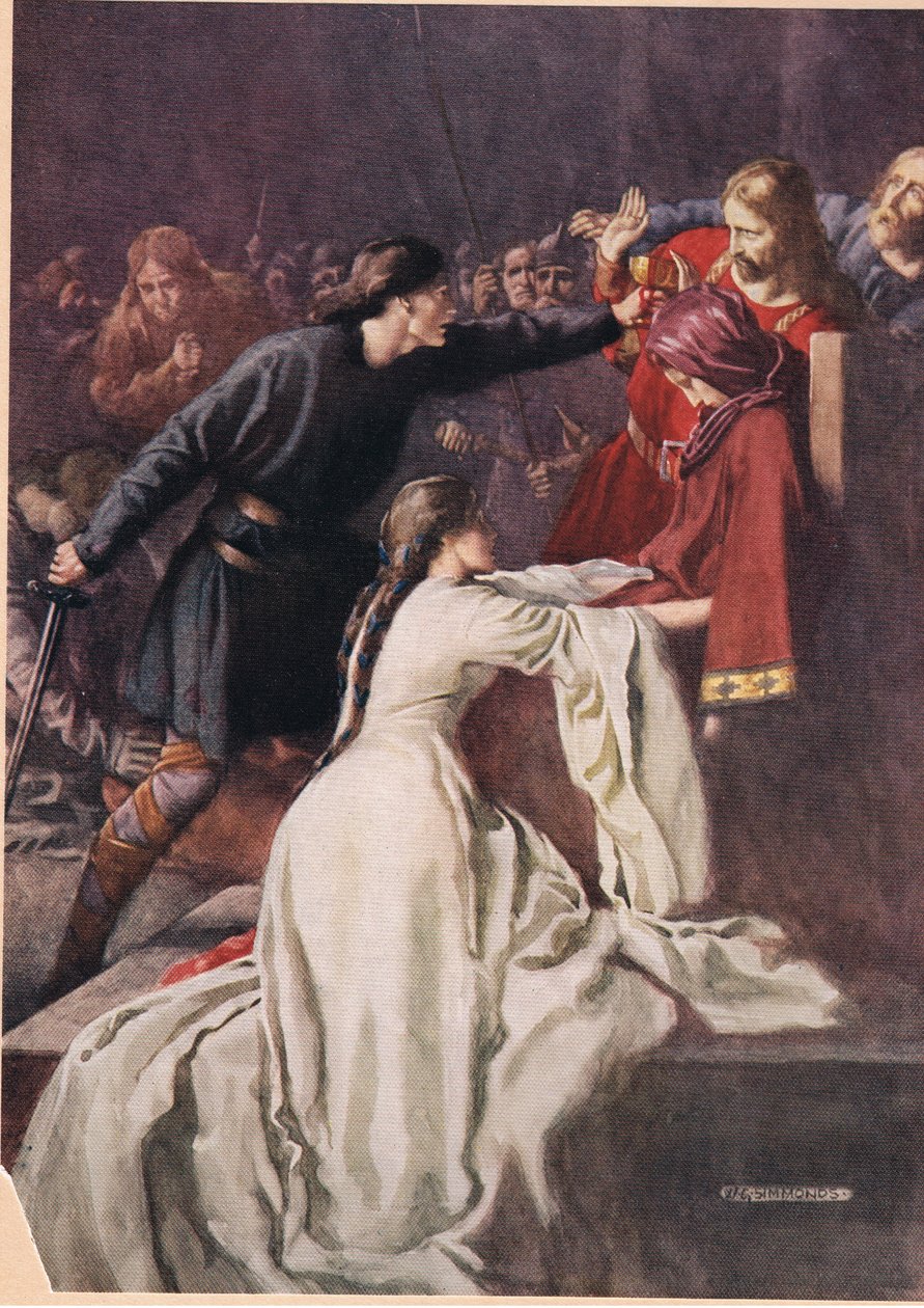 Hamlet forces the King to drink poison, from 