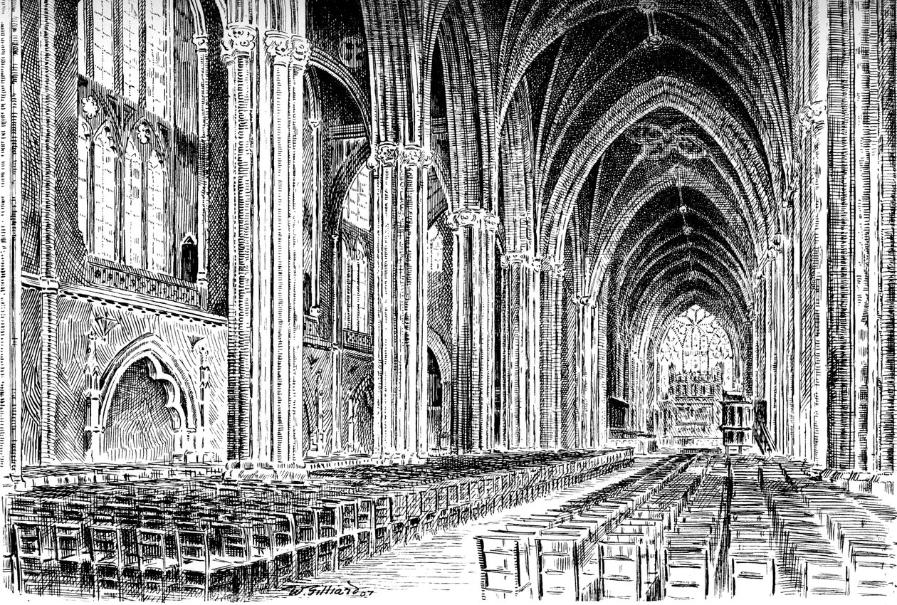 Interior of Bristol Cathedral, 1908-1909 by W. Gilliard