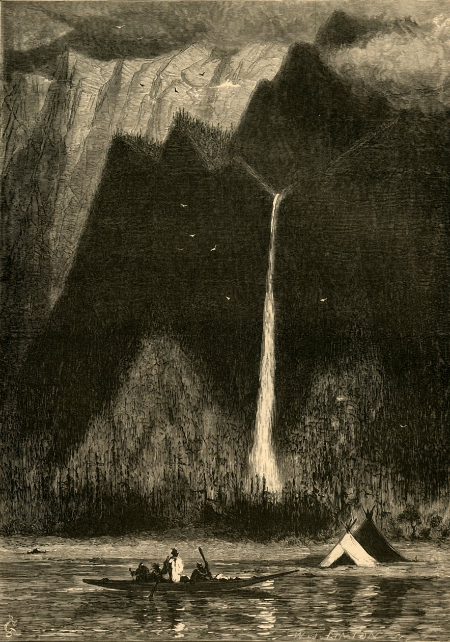 Multanomah Falls, 1872 by W. J. Linton