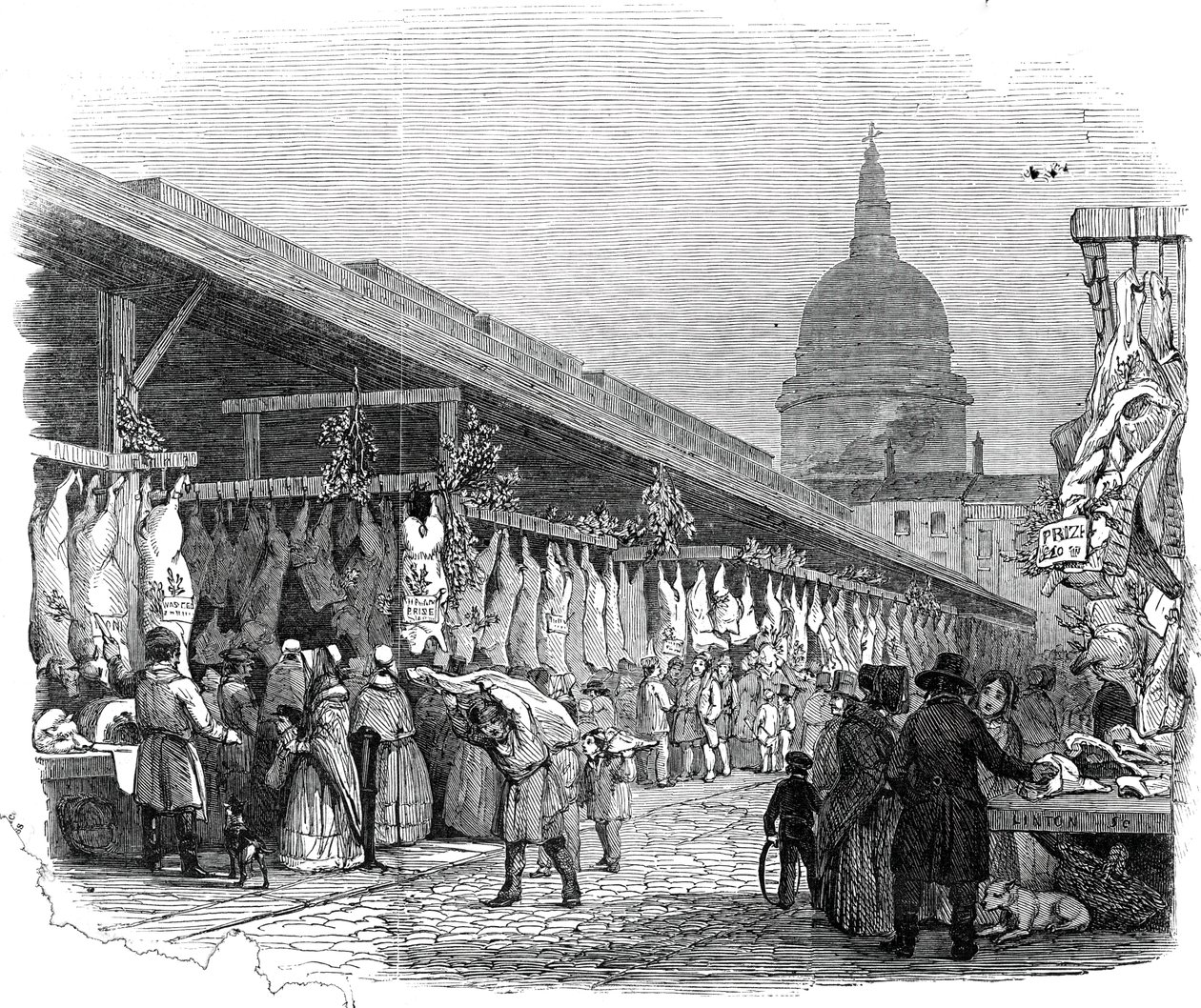 Newgate Market, on Christmas Eve by W. J. Linton