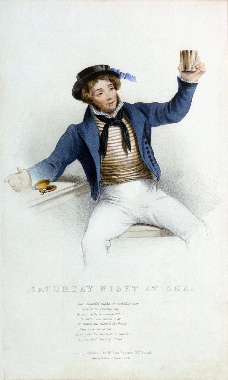 Saturday Evening at Sea, Sailor Raising His Cup to Drink by W. Kohler
