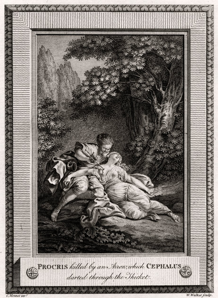 Procris Killed by an Arrow which Cephalus Darted through the Thicket, 1775 by W. Walker