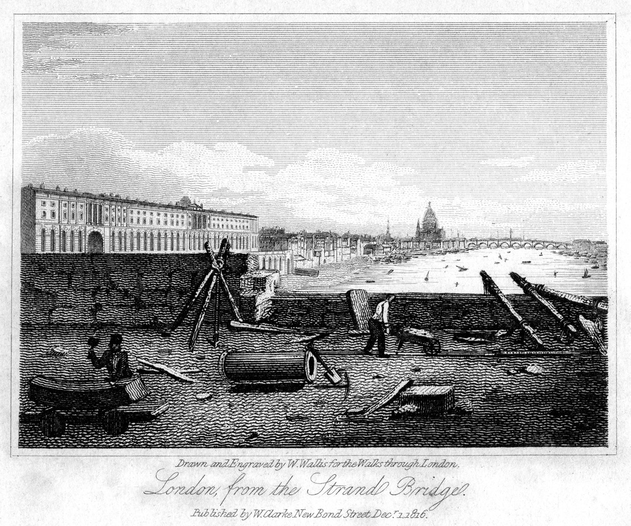 London from the Strand Bridge, 1816 by W. Wallis