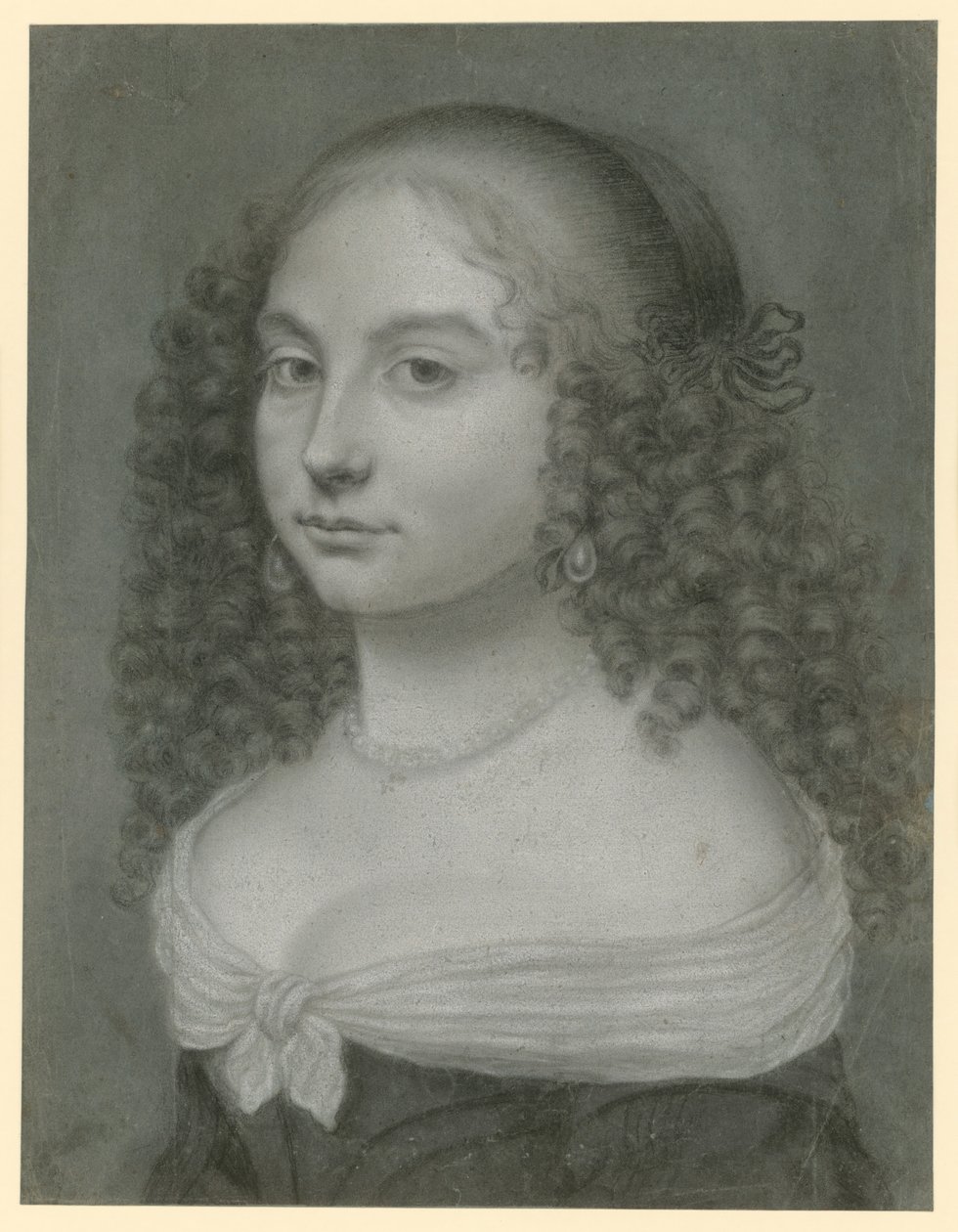 Bust of a Young Lady in Off-Shoulder Dress, Pearl Necklace and Large Hanging Pearls on Ear, Facing Half-Left by Wallerant Vaillant
