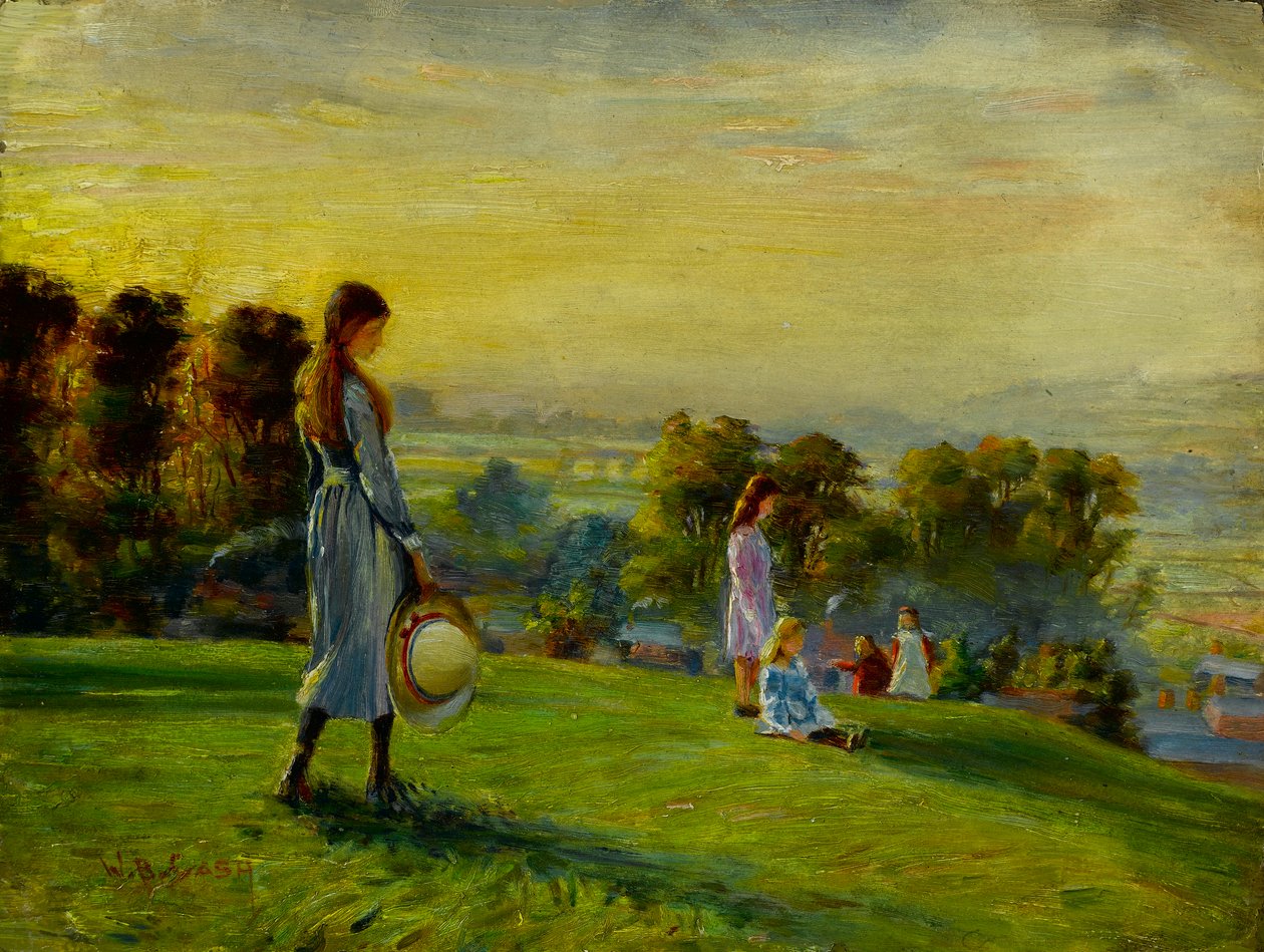 Study for Children Playing in the Fields at Sunset by Walter Bonner Gash