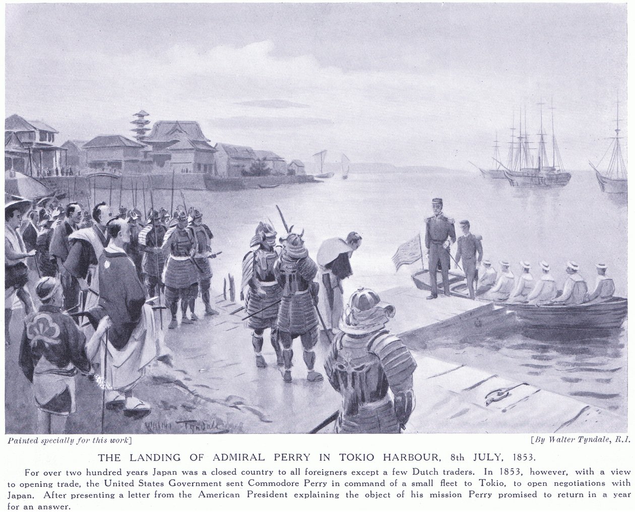 The Landing of Admiral Perry in Tokio Harbour AD1853 by Walter Frederick Roofe Tyndale