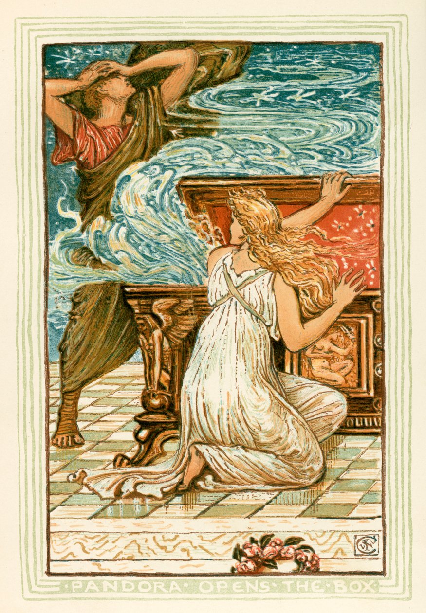 Pandora Opens the Box by Walter (after) Crane