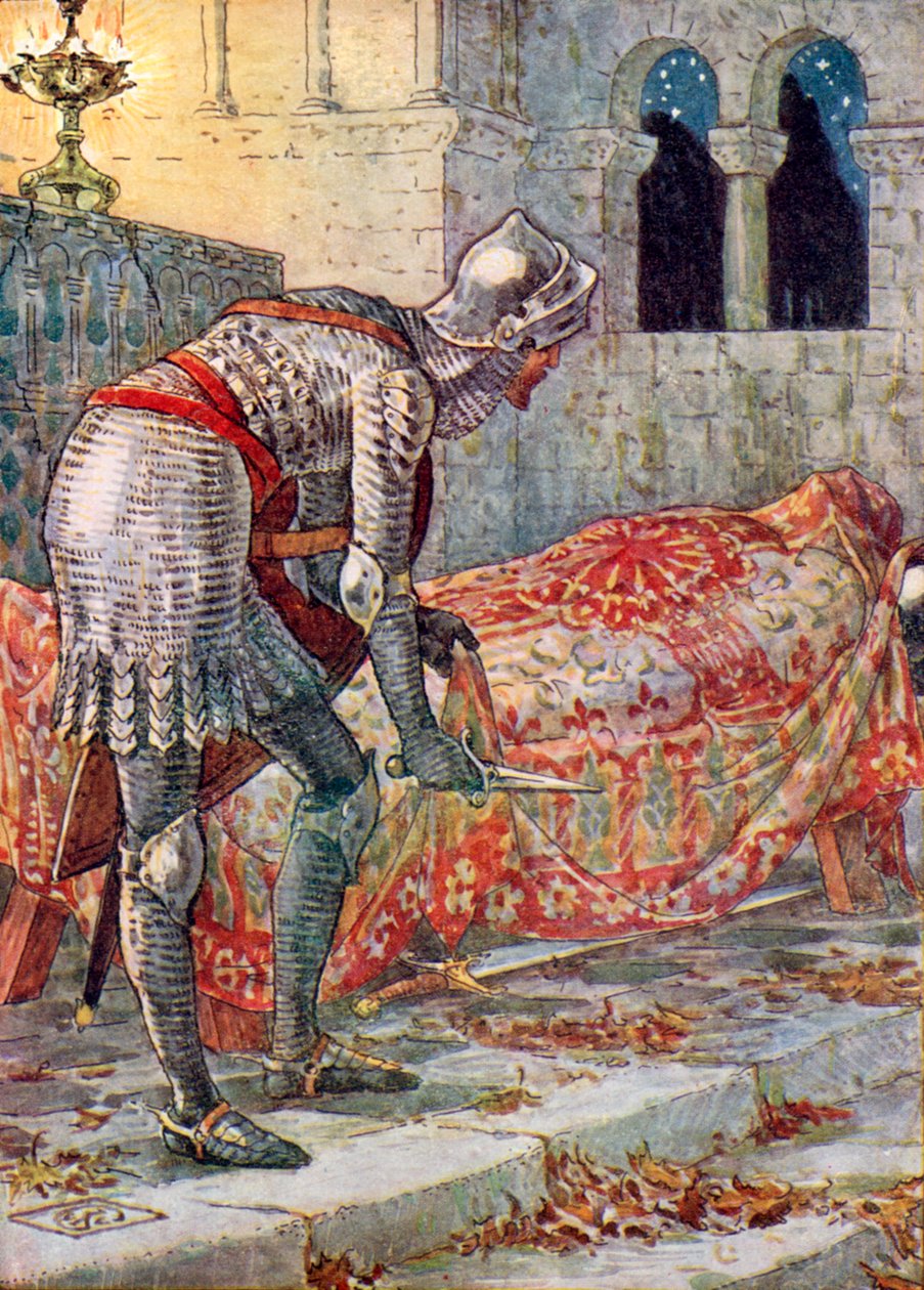 Sir Lancelot in the Chapel Perilous by Walter (after) Crane