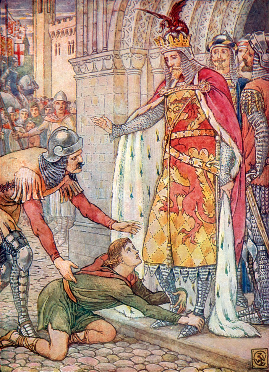 Young Owen Appeals to the King by Walter (after) Crane