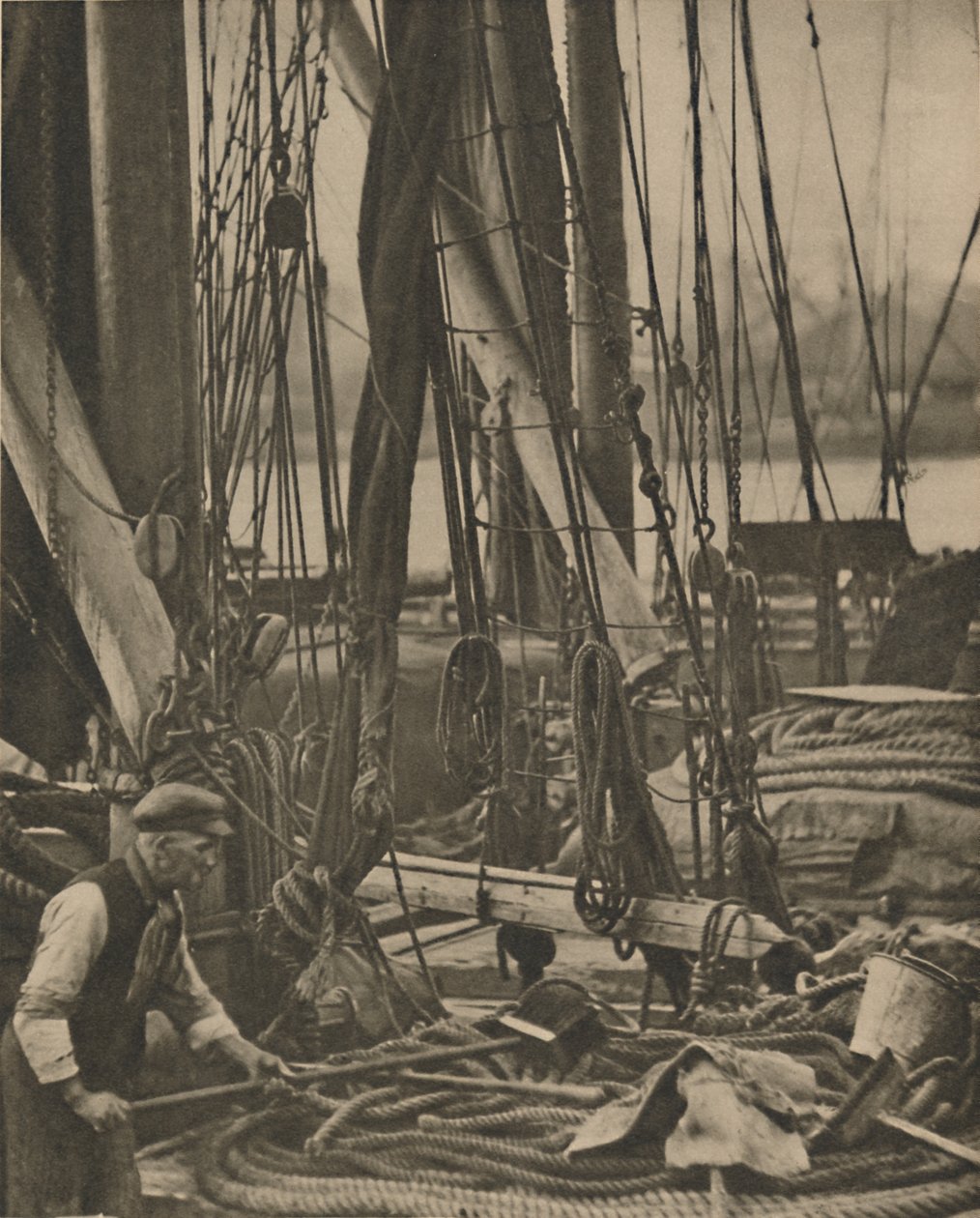 At the Foot of the Mast on a Thames Barge, c1935 by Walter Benington