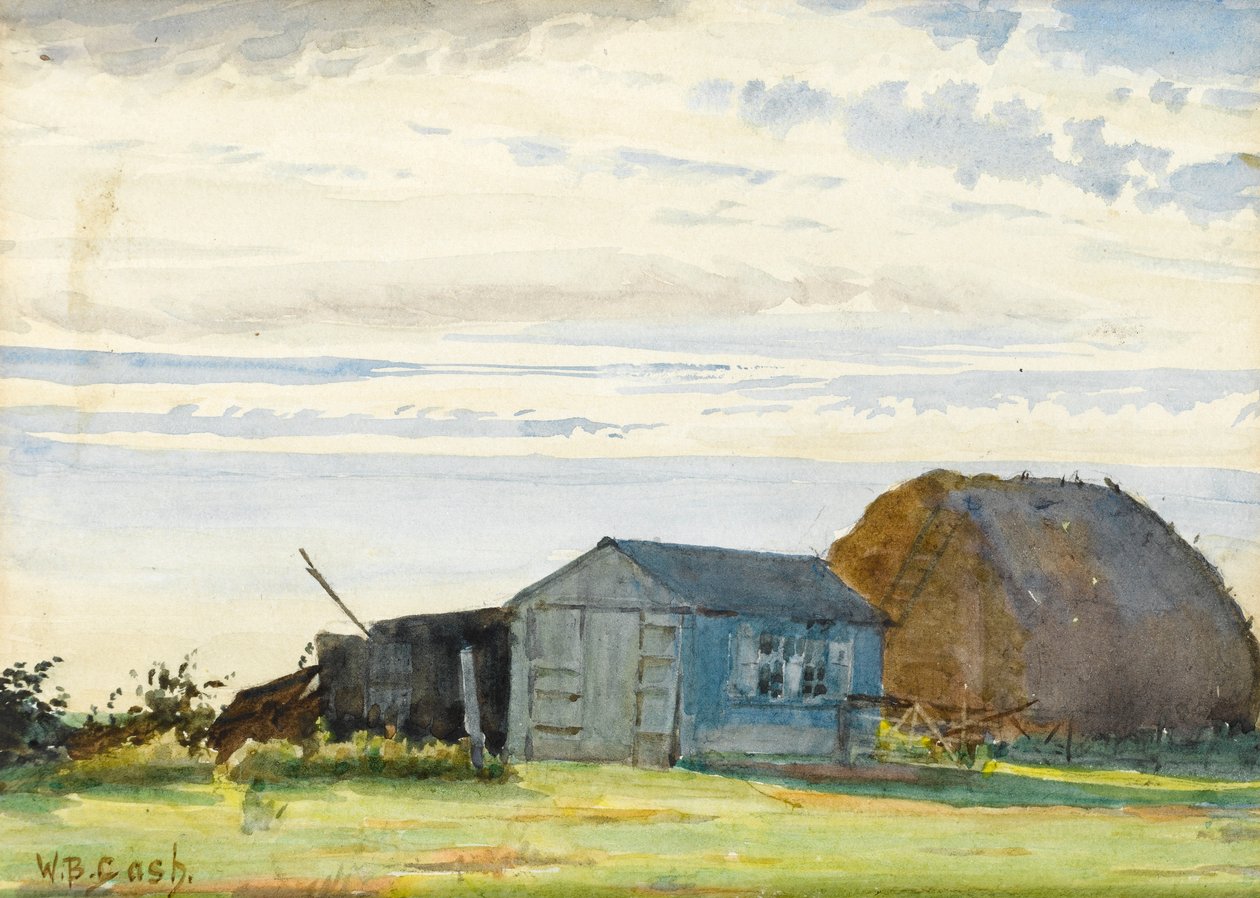 Haystack, Huts with Field in the Foreground by Walter Bonner Gash