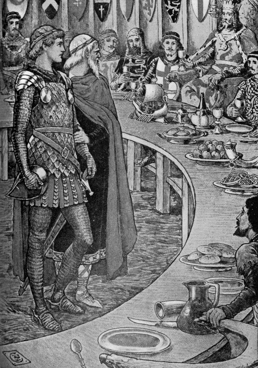 King Arthur - An old man presents Sir Galahad by Walter Crane