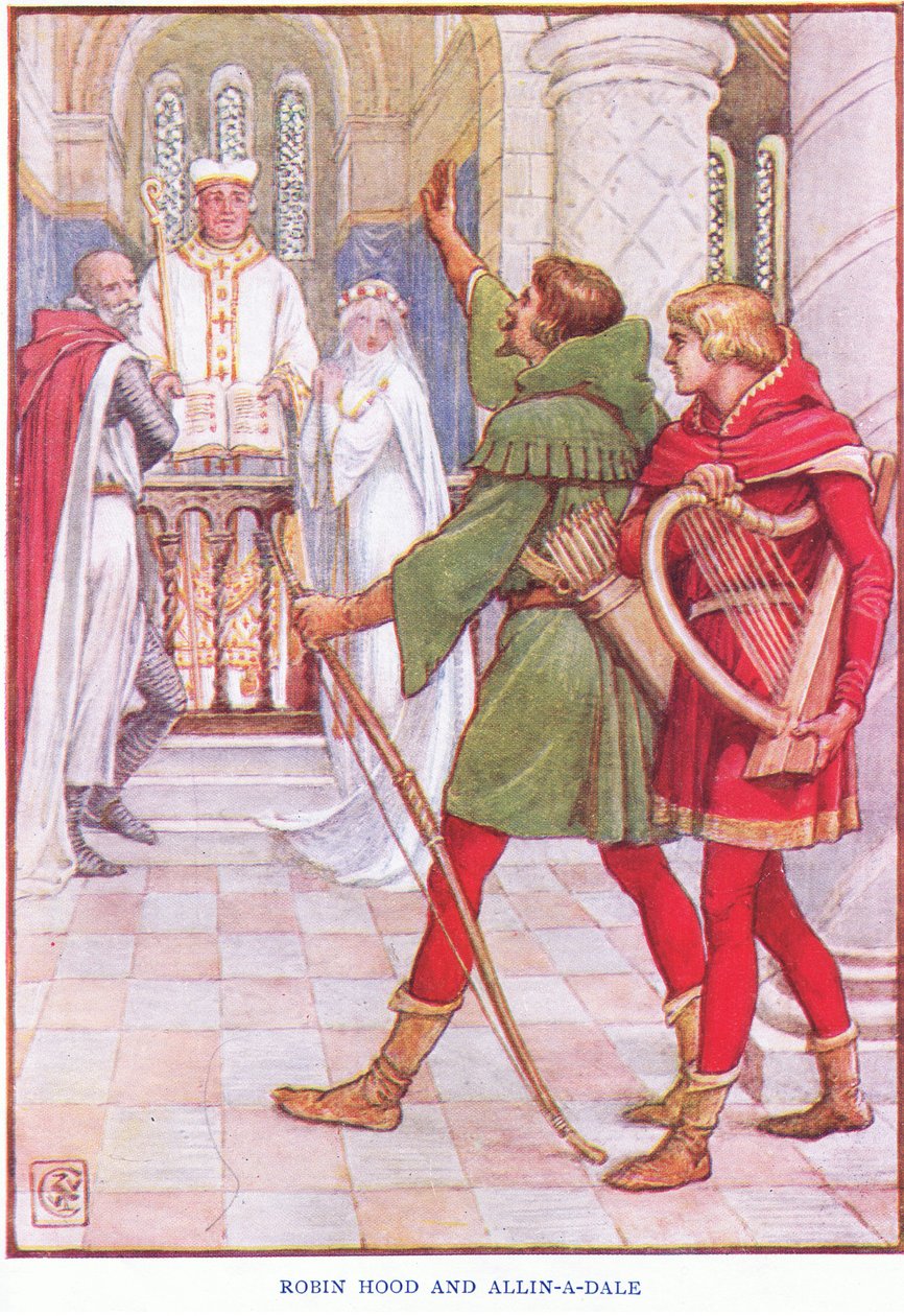 Robin Hood and Alan-a-Dale, c.1920 by Walter Crane