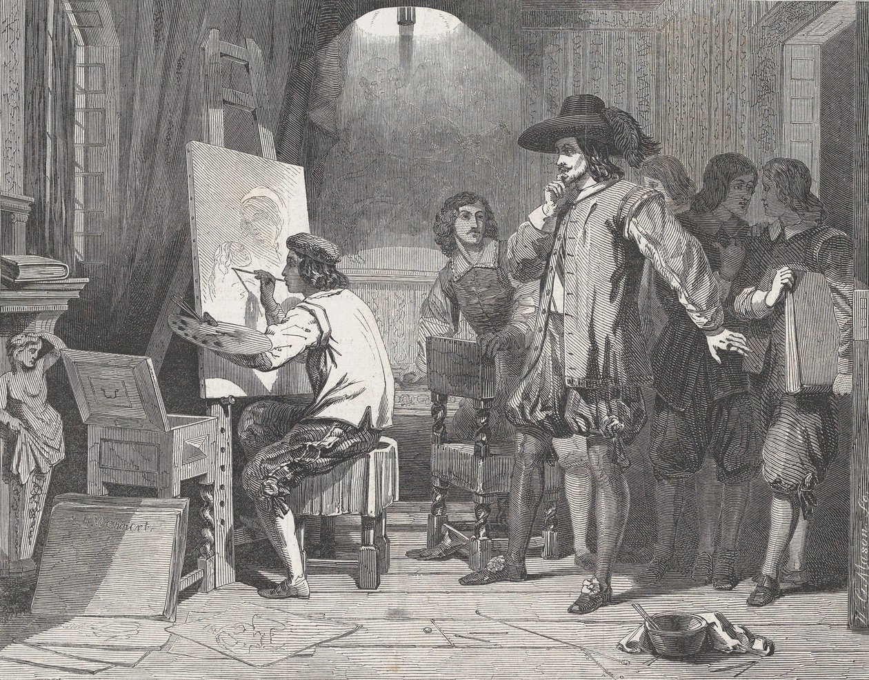 Sebastian Gomez Discovered by His Master, Murillo, At Work (from Illustrated L...) by Walter George Mason