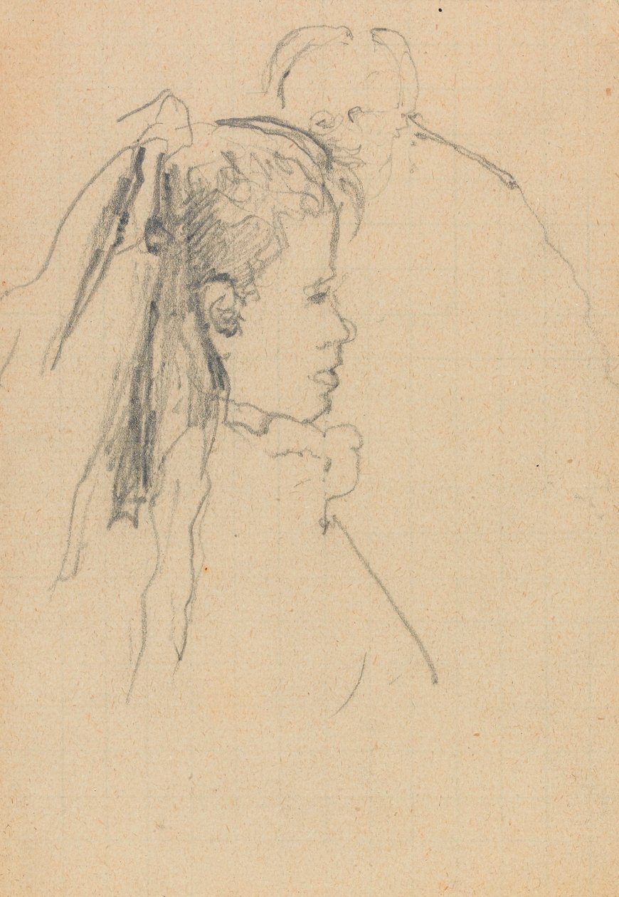 Head and Bust of a Girl in Profile to Right, Head of a Man, Full Front, Behind by Walter Richard Sickert