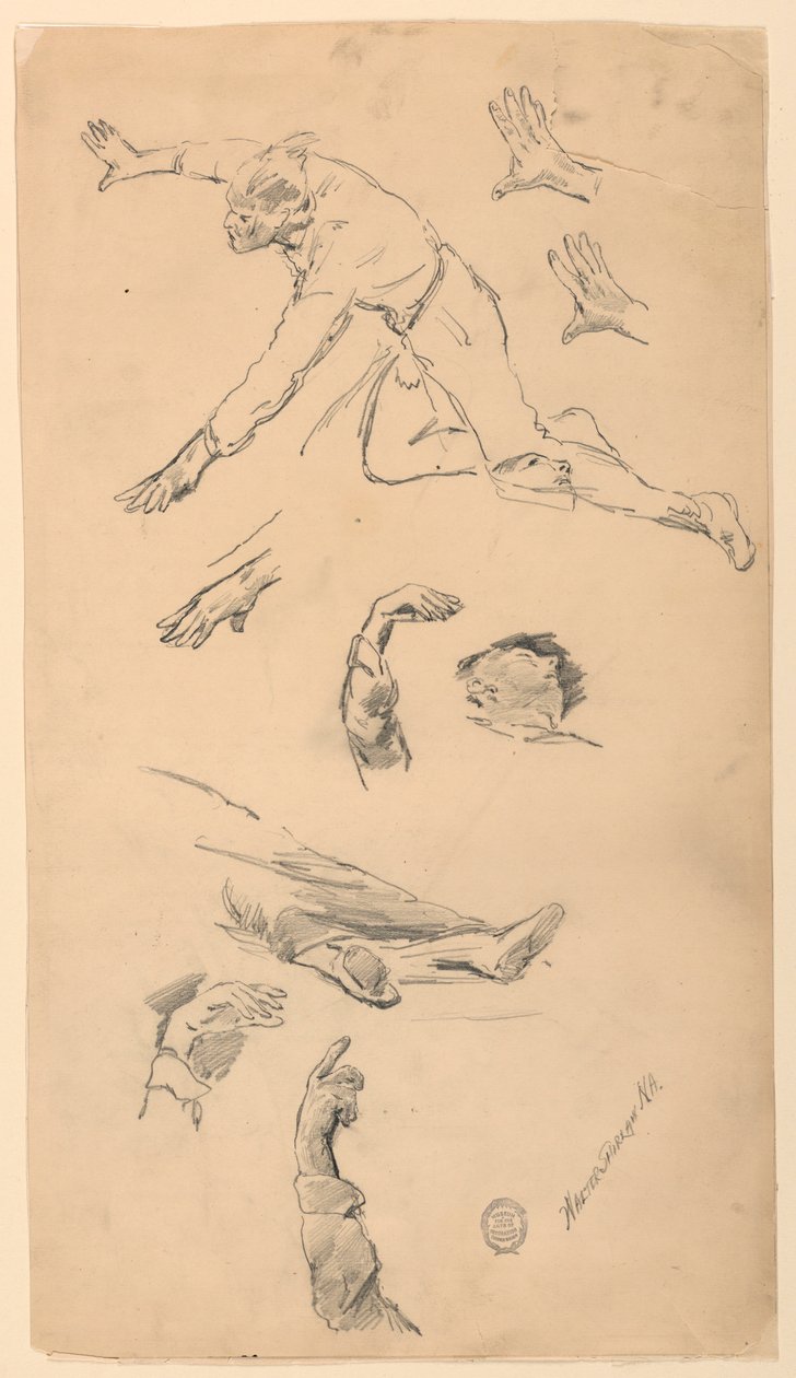 Studies of Hands and Figures by Walter Shirlaw