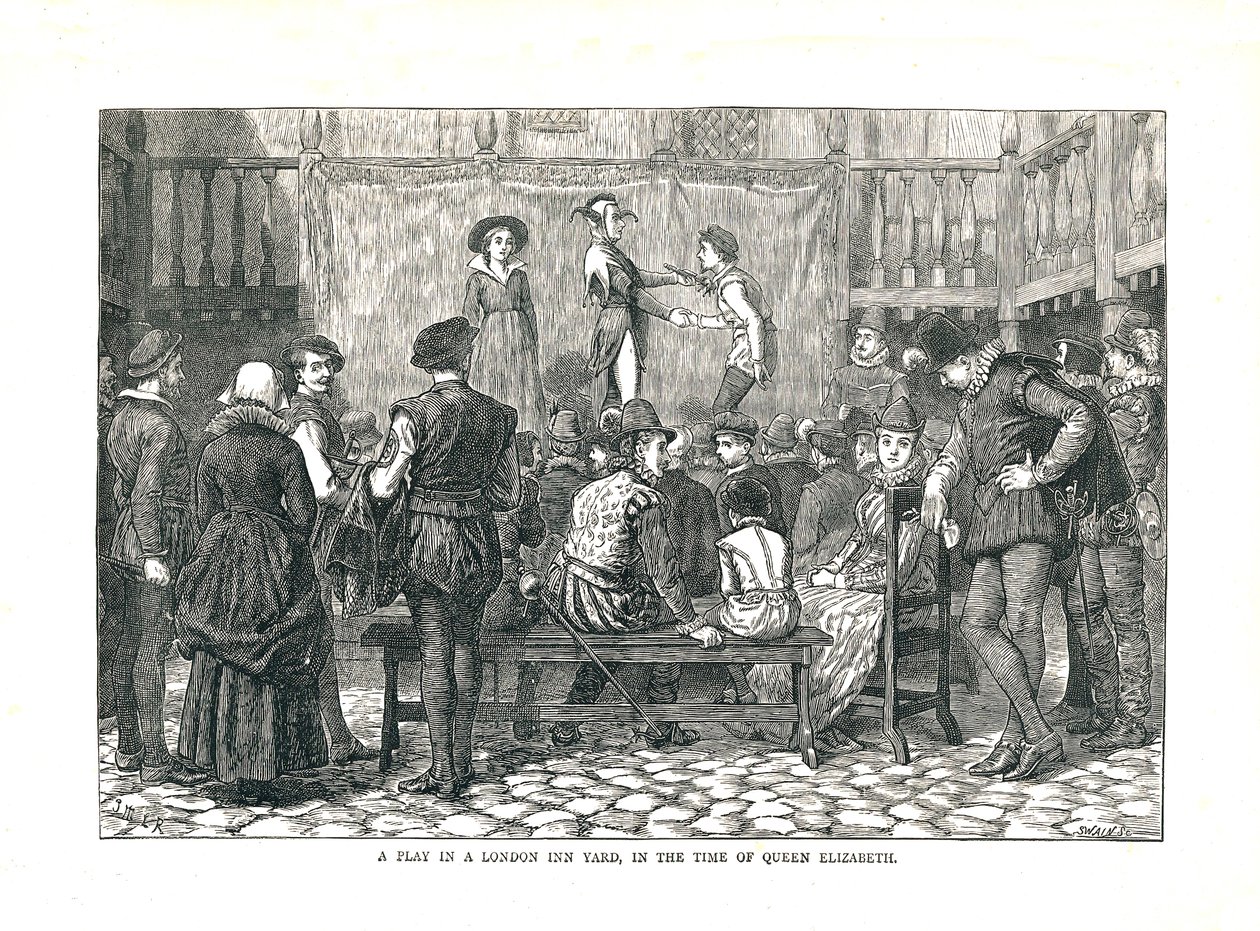 A Play in an Elizabethan London Inn Yard by Walter Thornbury