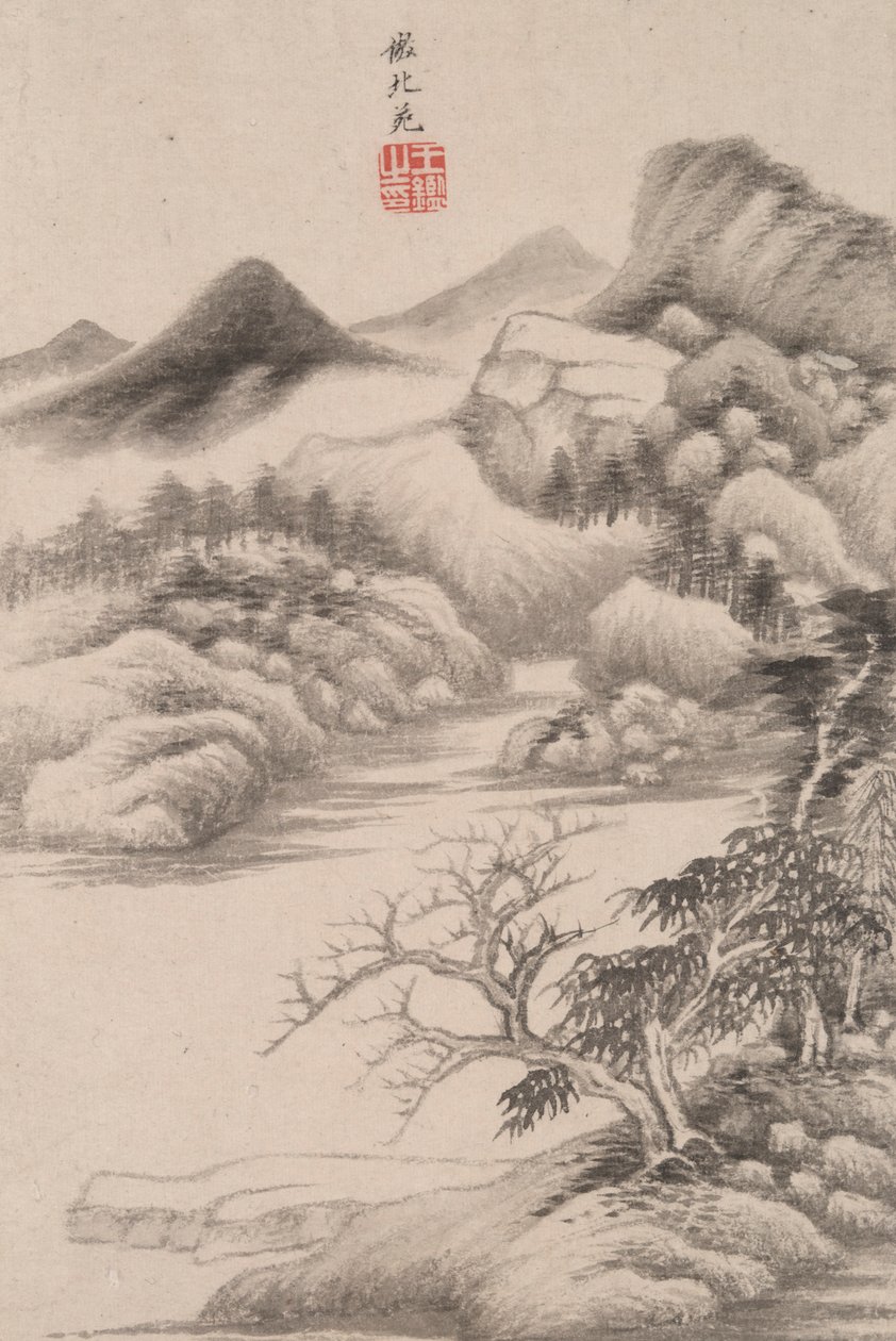 Landscape in the Style of Various Old Masters: Landscape after Dong Yuan by Wang Jian