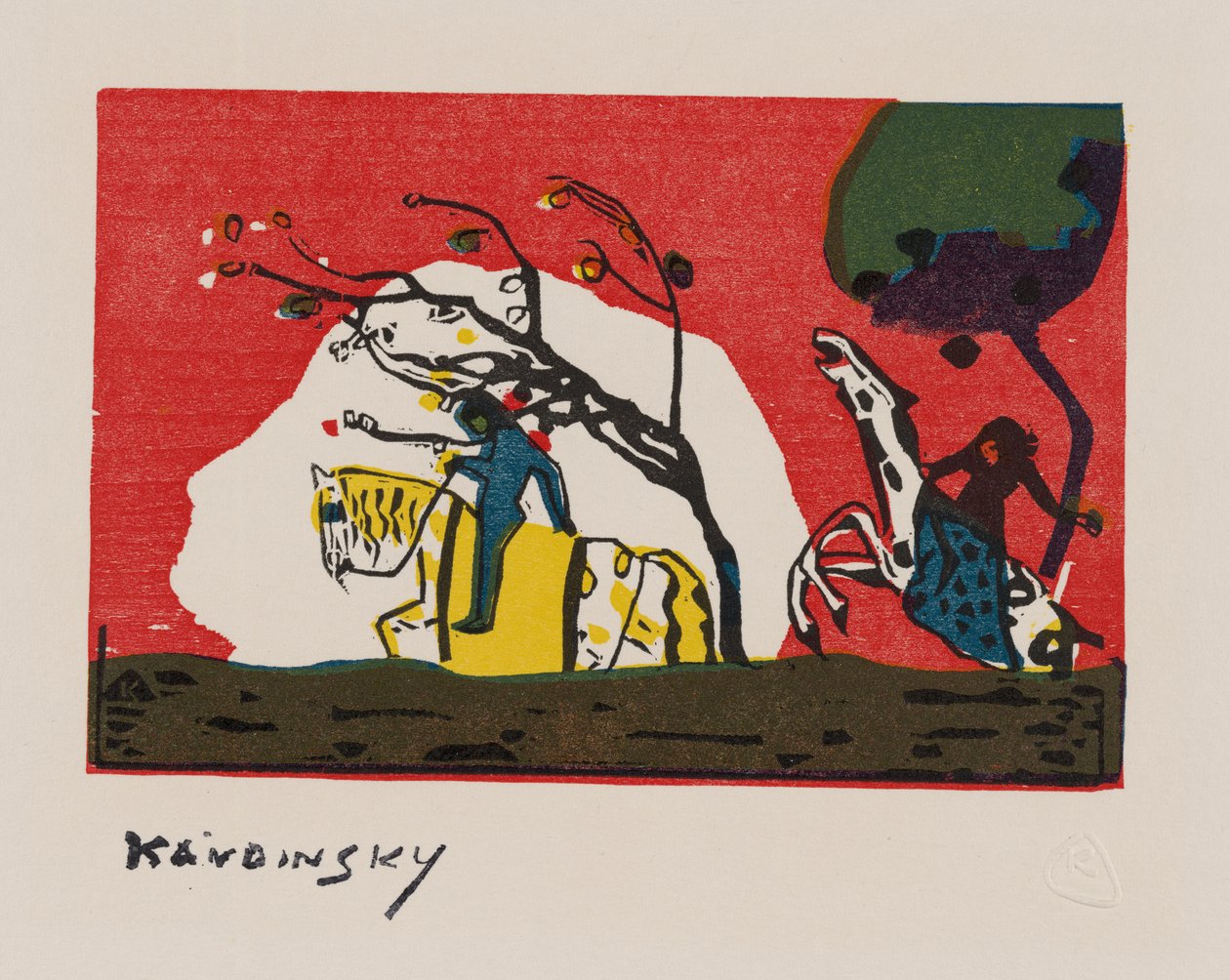 Two Riders in Front of Red by Wassily Kandinsky