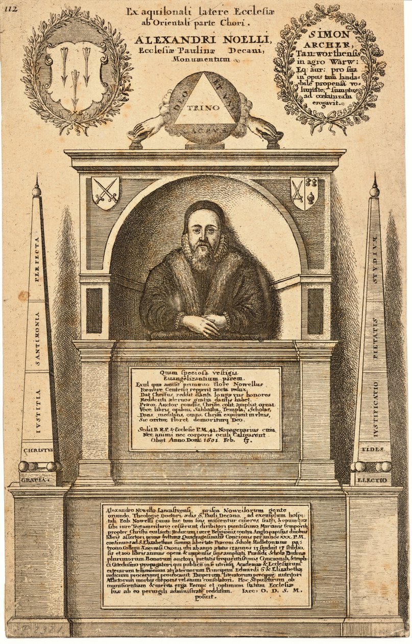 Alexander Nowell (monument). State 3 by Wenceslaus Hollar