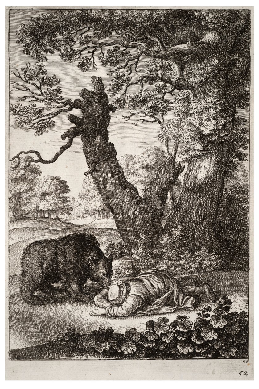 The Foresters and the Bear. State 1 by Wenceslaus Hollar