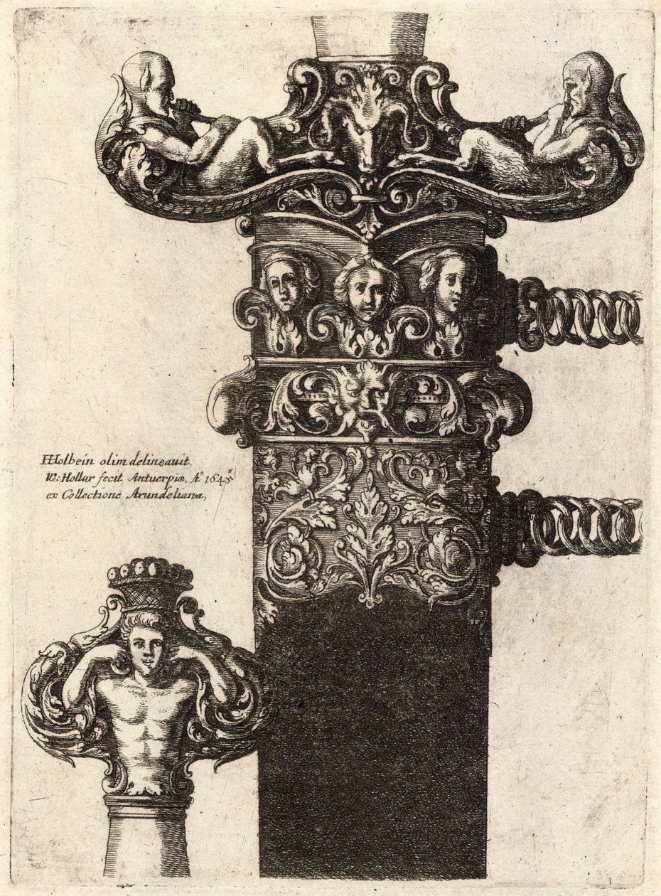 Dagger and scabbard, from a drawing by Hans Holbein by Wenceslaus Hollar