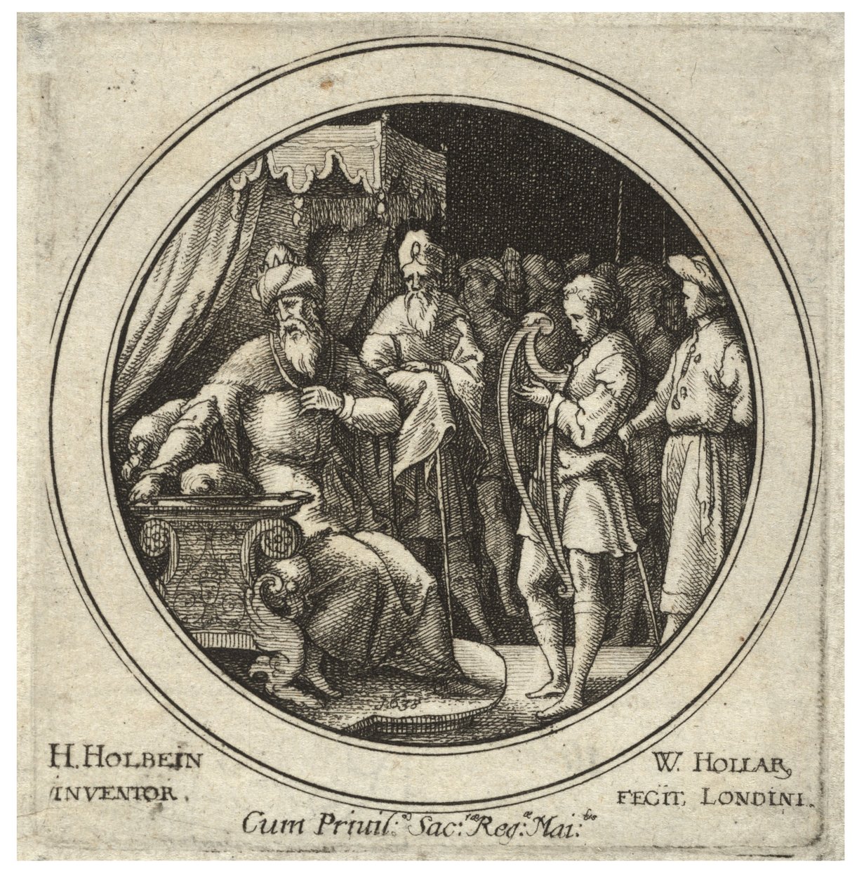 David before Saul (State 2) by Wenceslaus Hollar