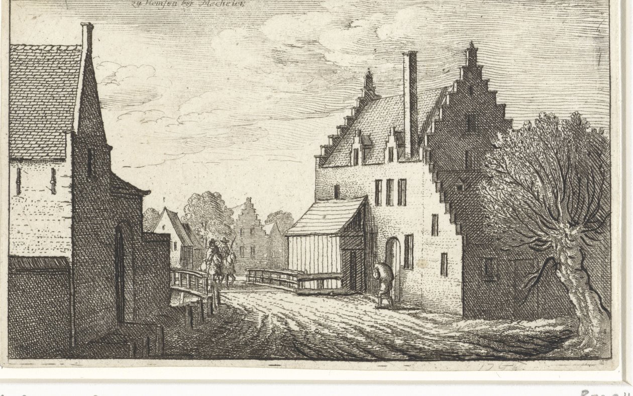 Village Street in Hemsen Near Mechelen (Gezichten op Europese Steden) by Wenceslaus Hollar