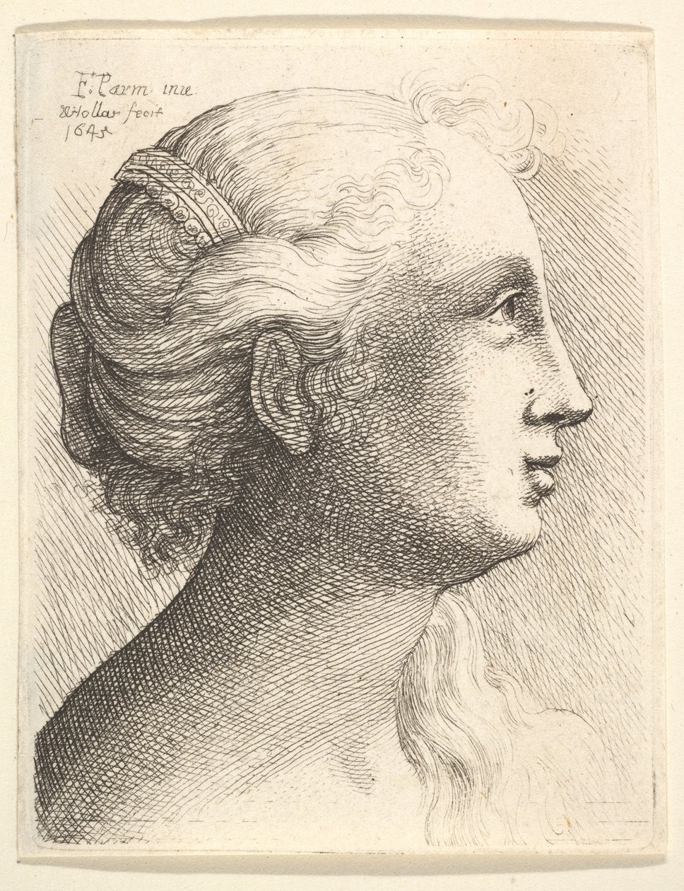 Head of a Young Woman in Profile to Right, 1645 by Wenceslaus Hollar