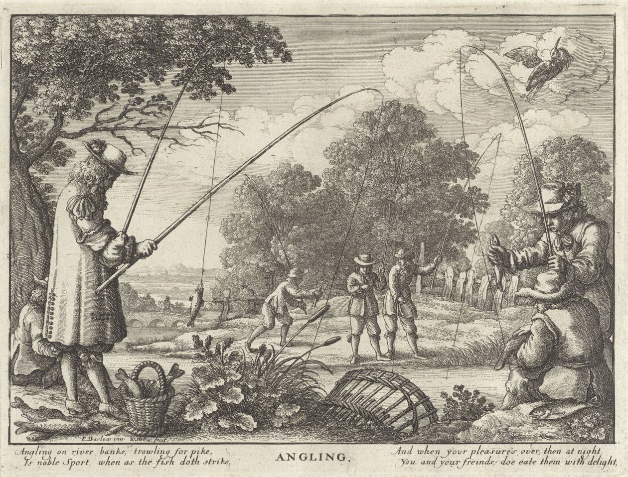 Fishing (title on object) (series title) by Wenceslaus Hollar