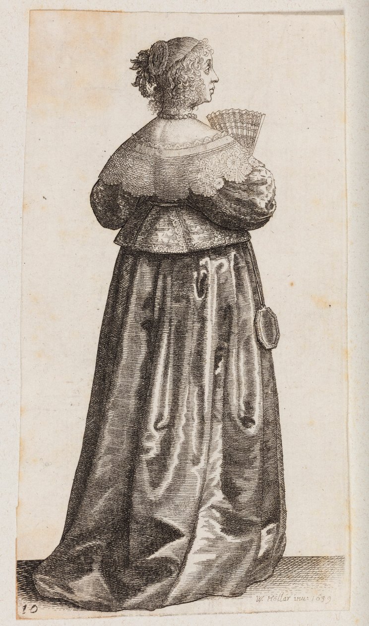 Woman with a Fan and a Mirror, Seen from Behind by Wenceslaus Hollar