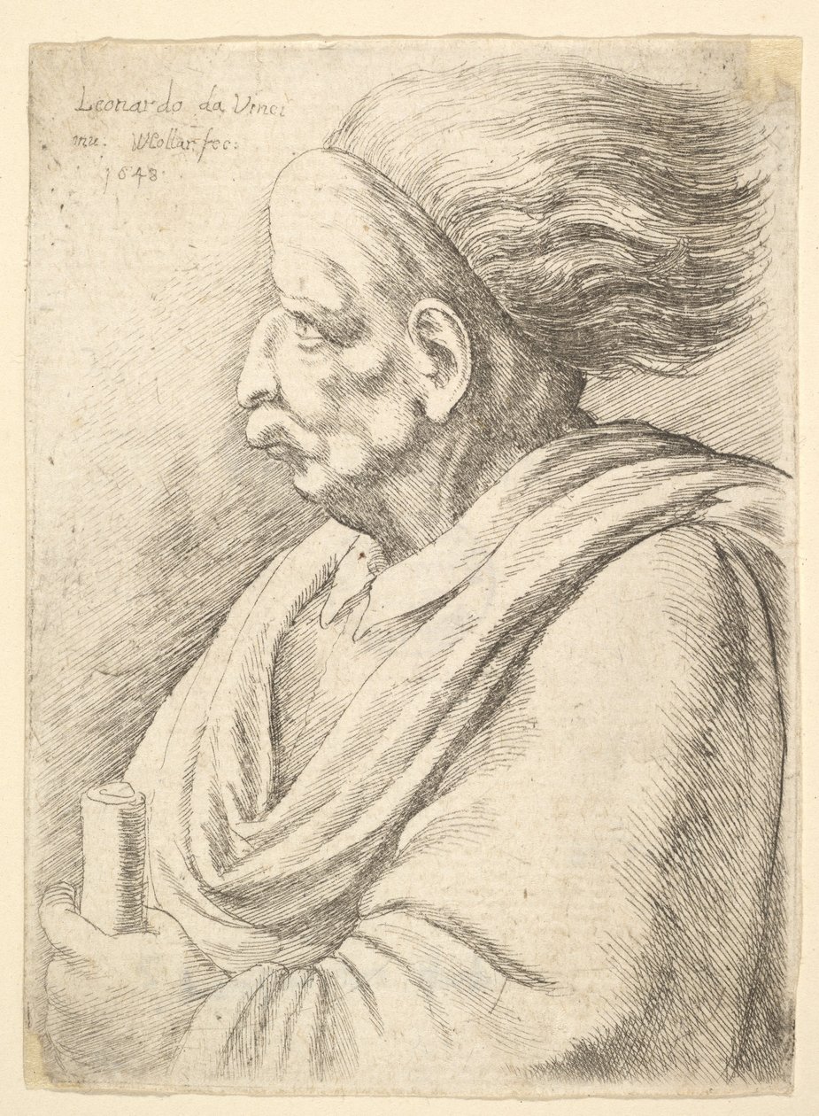 Man with Caricatured Features and Hair Streaming Behind by Wenceslaus Hollar