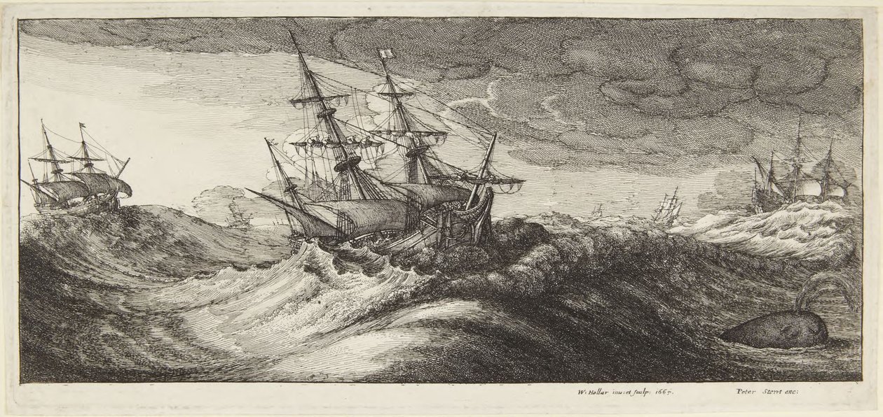 Marine in Storm by Wenceslaus Hollar
