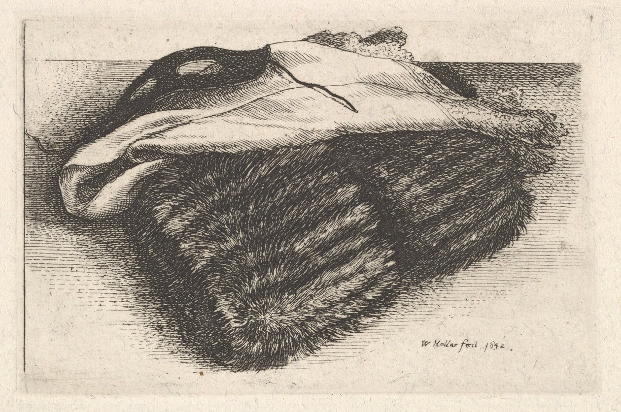 Muff, white kerchief and mask by Wenceslaus Hollar