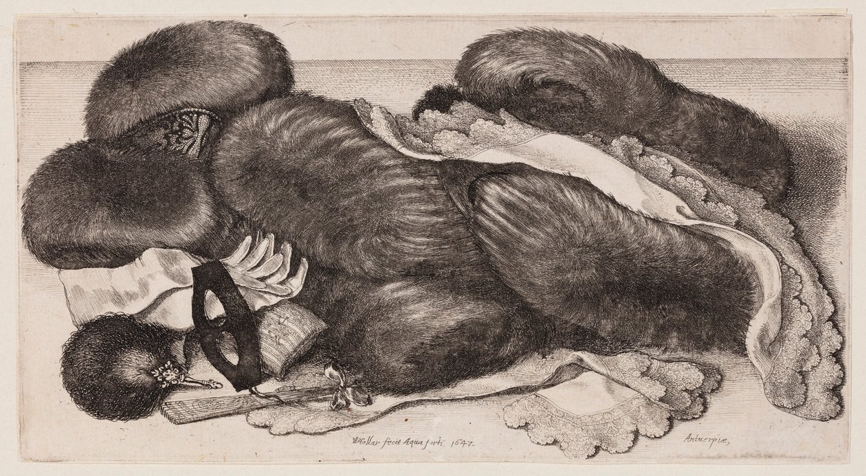 Still Life with Muffs, Gloves, and Scarves by Wenceslaus Hollar