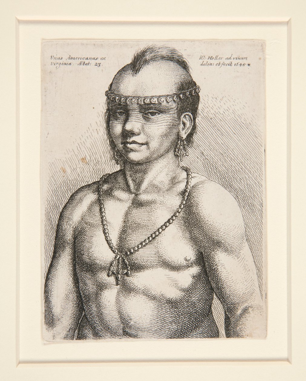 Portrait of a Native American, likely the warrior called Jaques of the Musee-Delaware Nation by Wenceslaus Hollar