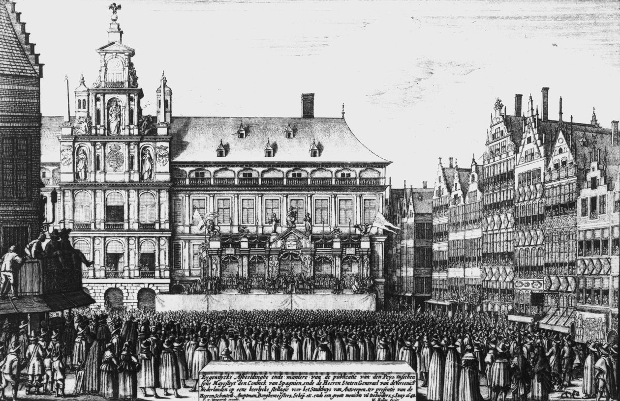 Proclamation of the peace of Westphalia in 1648, engraved by F. Wyngaerde by Wenceslaus Hollar