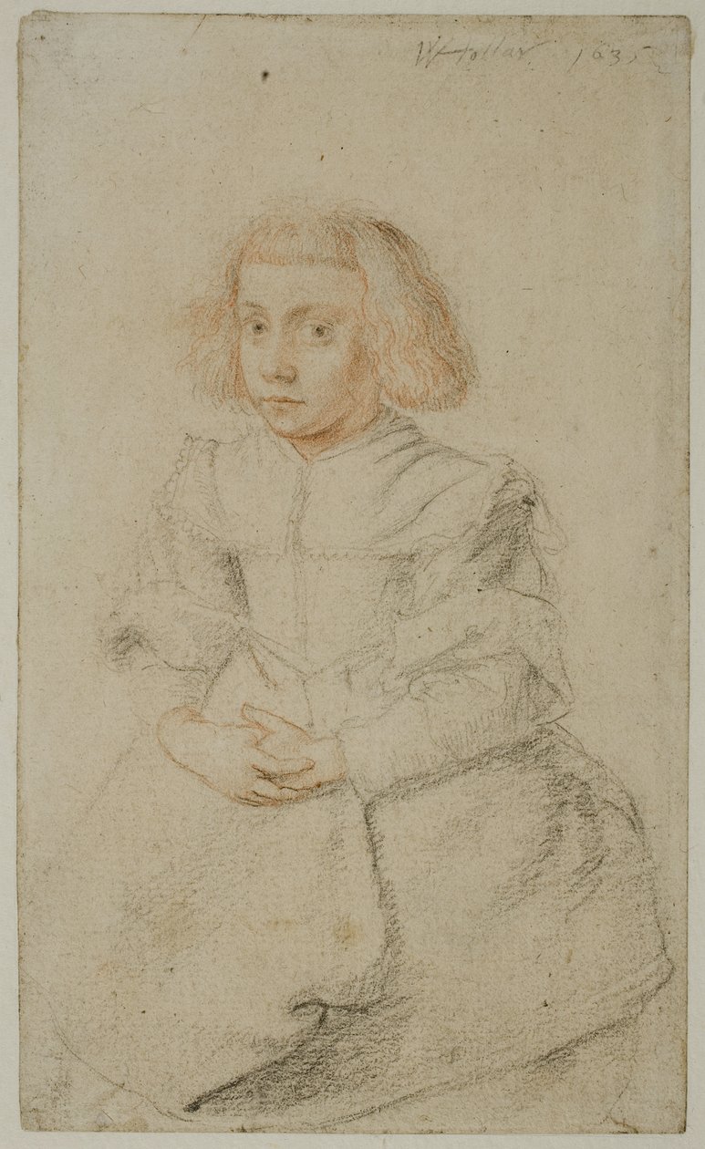 Study of a Seated Girl, 1635 by Wenceslaus Hollar