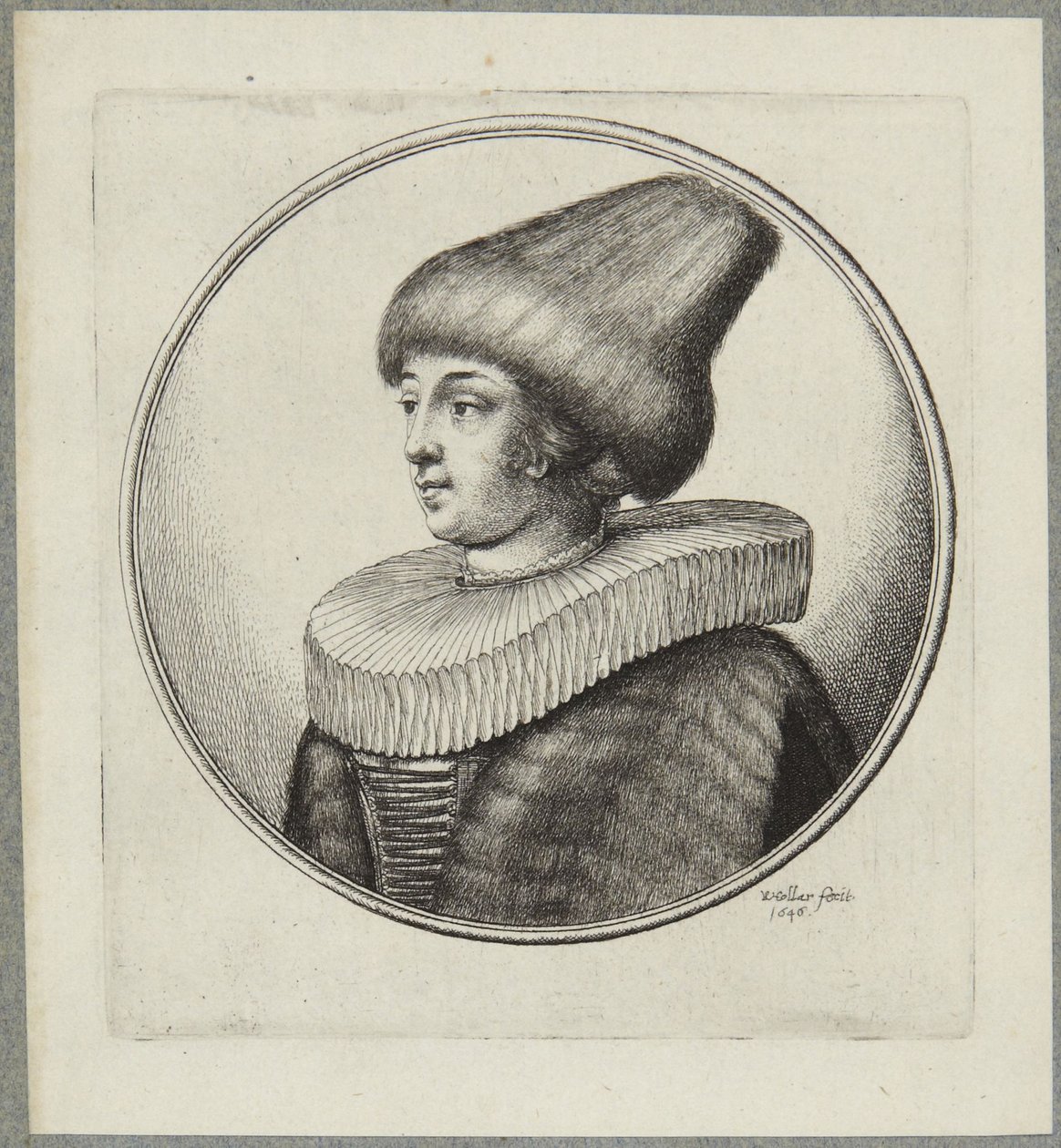 Woman with Pointed Fur Cap by Wenceslaus Hollar