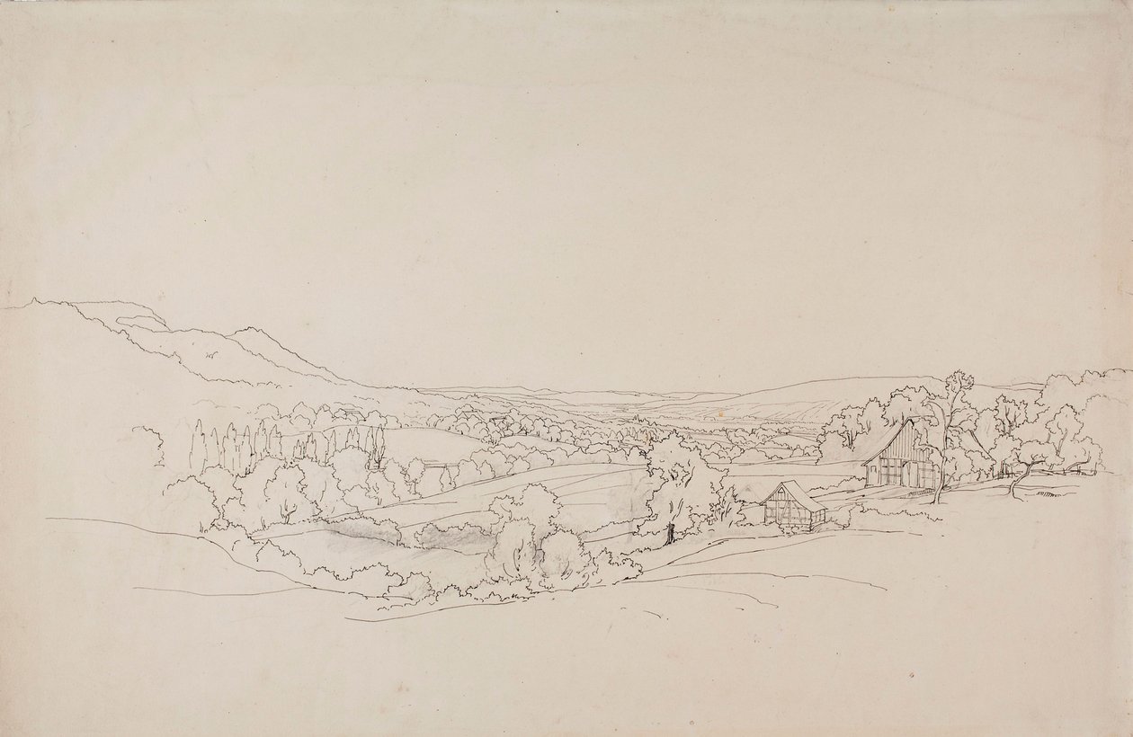 Rolling Landscape with Lattice Houses by Werner Holmberg