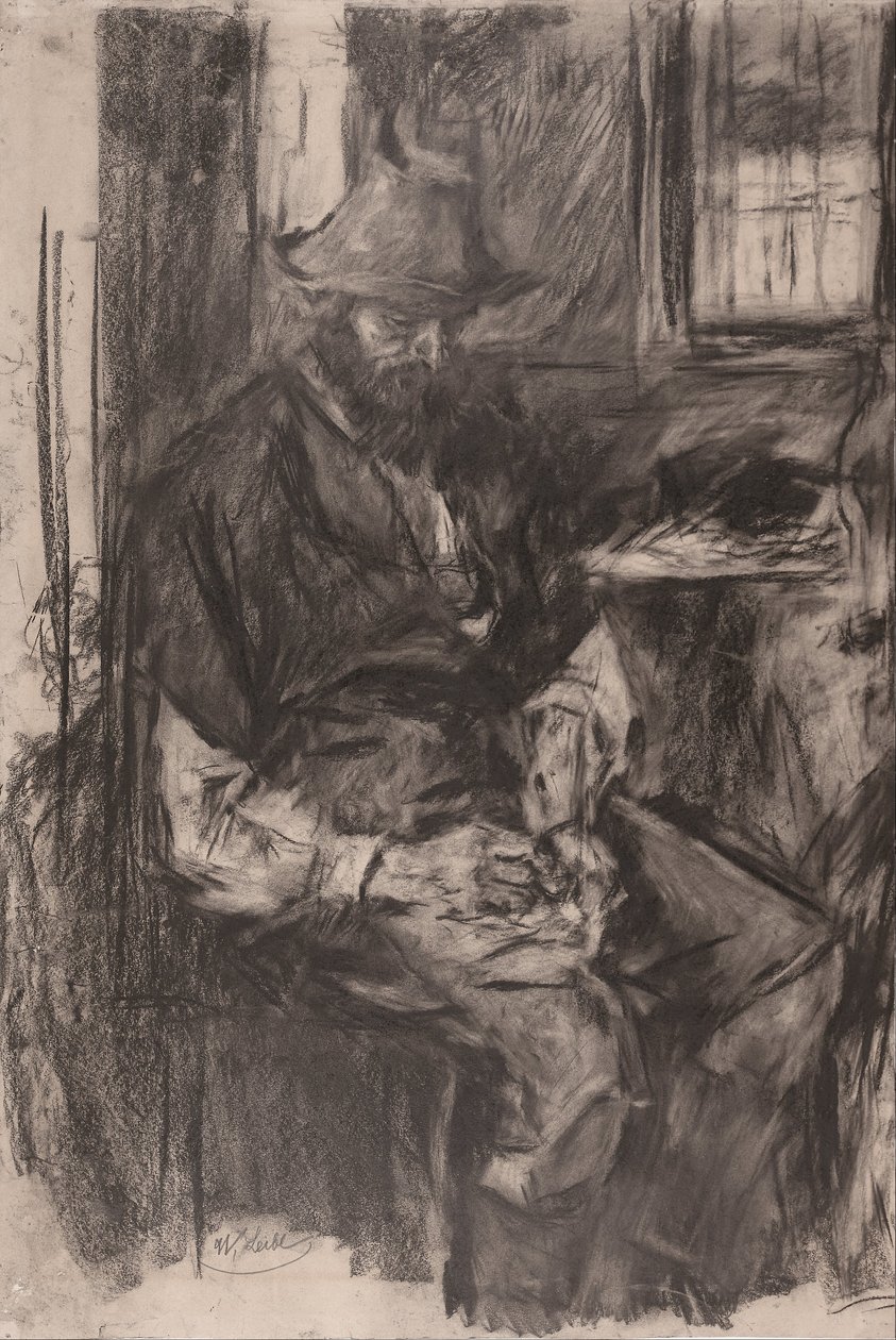 Farmer at a Table, Stuffing His Pipe, 1894 by Wilhelm Maria Hubertus Leibl