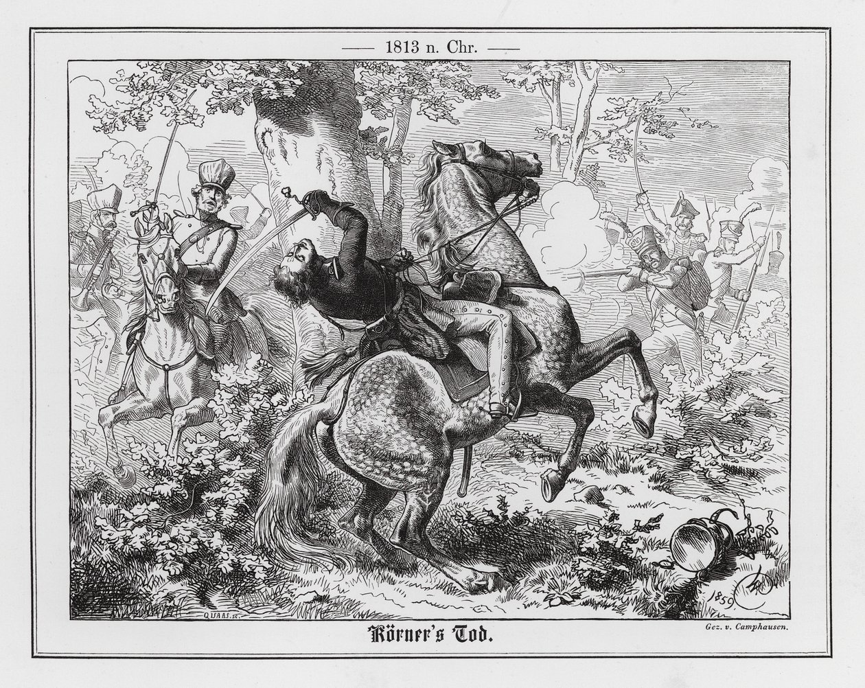 Death of Theodor Koerner Pursuing the French at Gadebusch by Wilhelm Camphausen