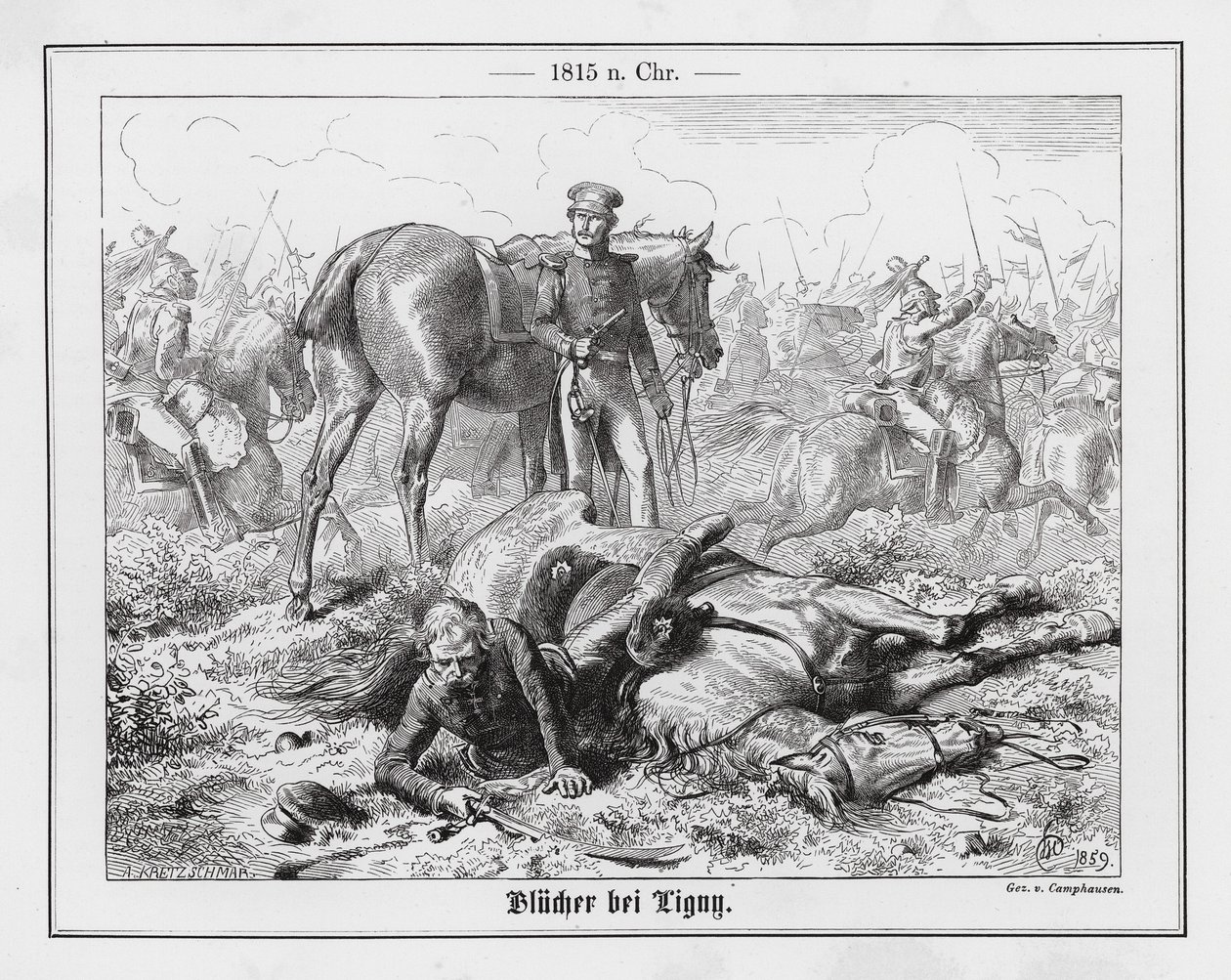 Field Marshal Blucher Unhorsed at the Battle of Ligny by Wilhelm Camphausen