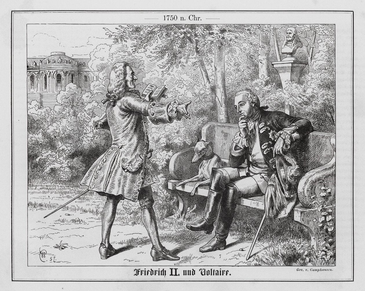 Frederick the Great and Voltaire by Wilhelm Camphausen