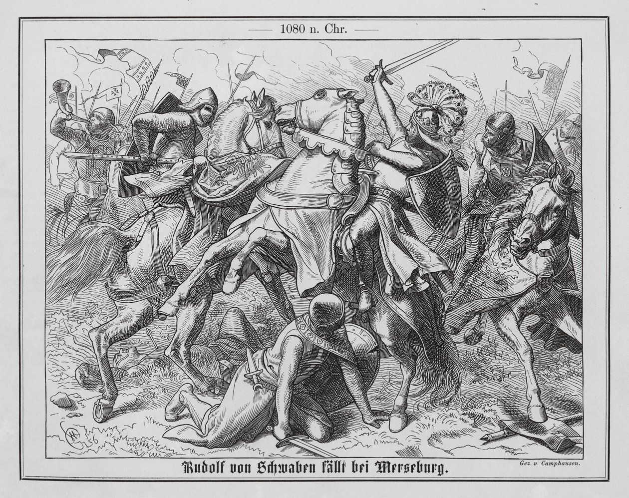The Rebel Duke Rudolf of Swabia Mortally Wounded at the Battle of the Elster by Wilhelm Camphausen