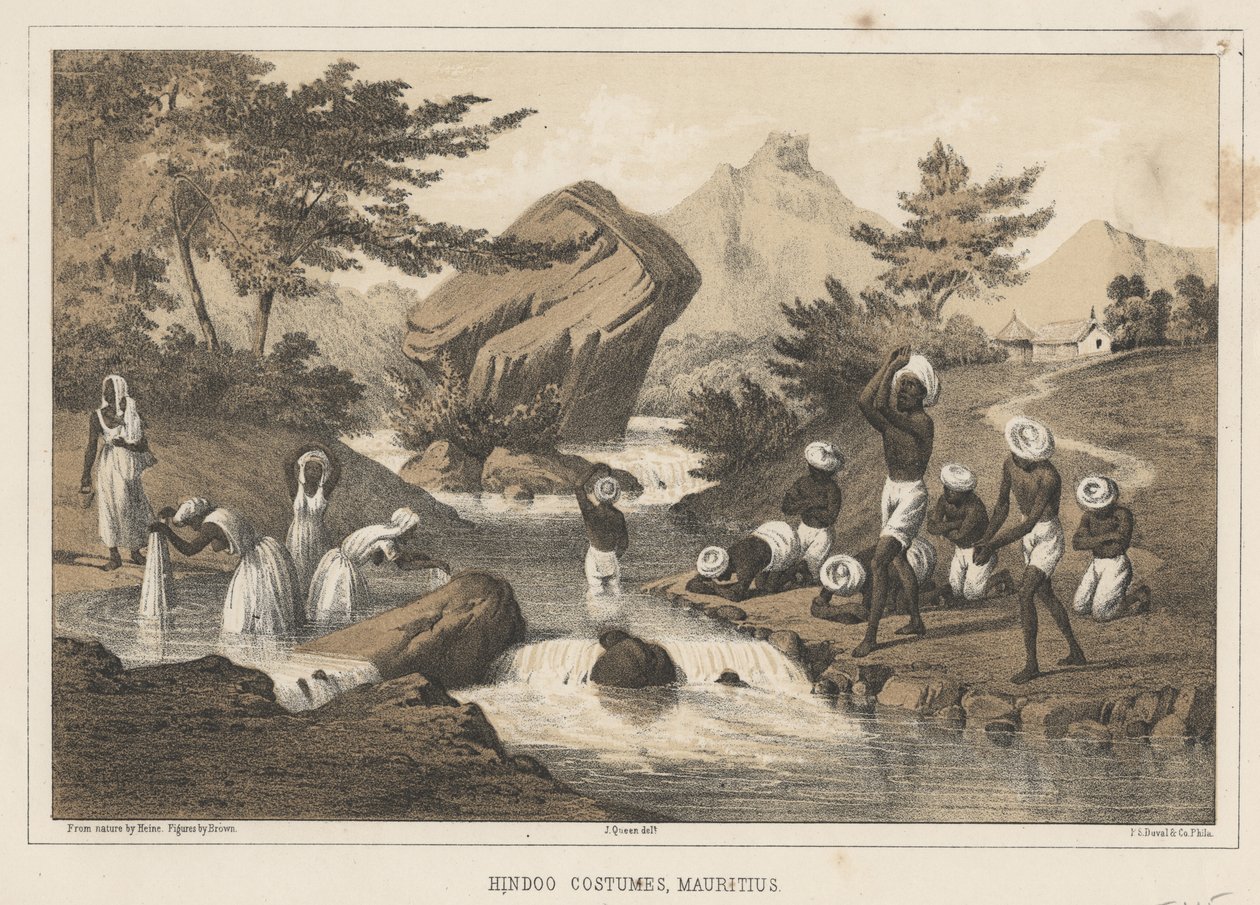 Hindoo Costumes, Mauritius, 1855 by Wilhelm Joseph Heine